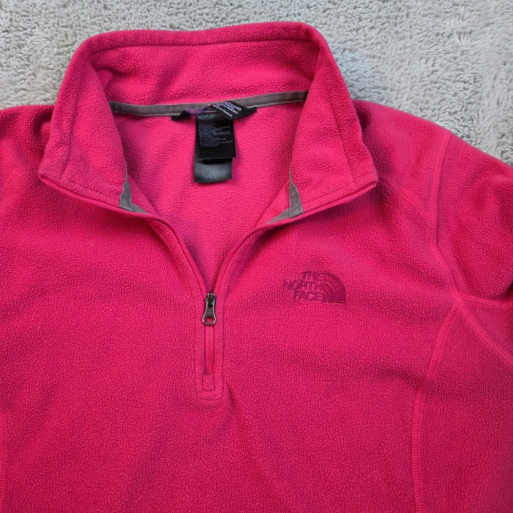 The North Face Fleece Pullover Womens L TKA 100 Quarter Zip Activewear Dark Pink